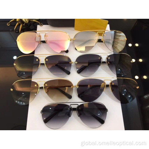 Lady With Sunglasses Semi Rimless Oval Sunglasses For Women Factory
